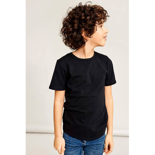 NAME IT KIDS T-shirt - set van 2 zwart Jongens Stretchkatoen Ronde hals - maat 134/140 afbeelding