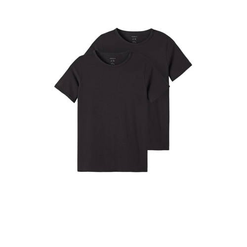 NAME IT KIDS T-shirt - set van 2 zwart Jongens Stretchkatoen Ronde hals - 116