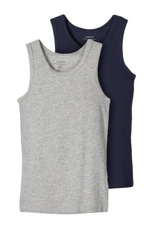 hemd NKMTANK - grijs melange/donkerblauw (set van 2)