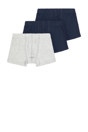 boxershort NKMTIGHTS - set van 3 grijs melange/donkerblauw