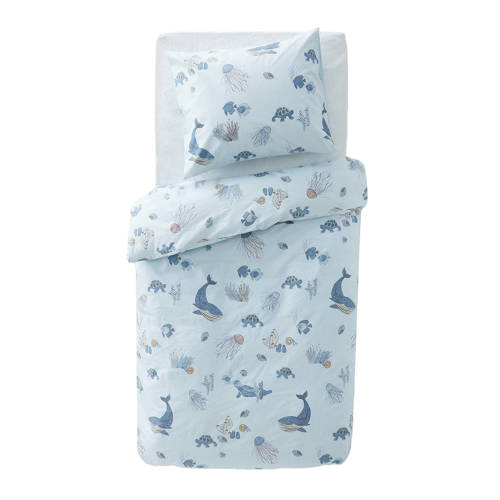 Wehkamp Home katoenen dekbedovertrek 1 persoons (140x220 cm) Blauw Dierenprint