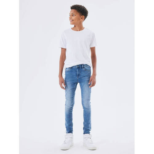 NAME IT KIDS skinny jeans NKMPETE medium blue denim Blauw Jongens Stretchdenim - 104