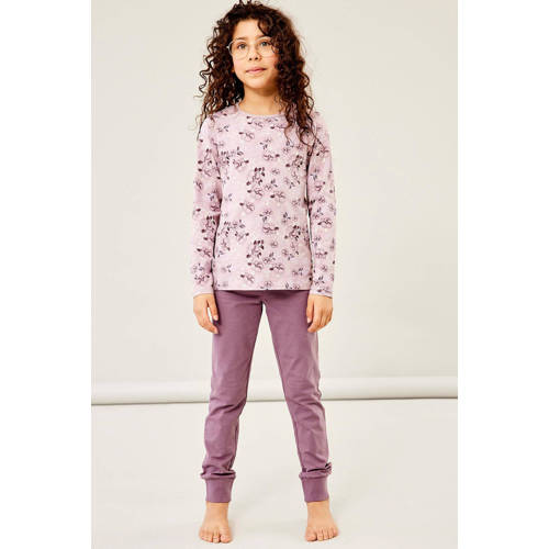 NAME IT KIDS pyjama NKFNIGHTSET met all over print oudroze/paars Meisjes Stretchkatoen Ronde hals - 110/116