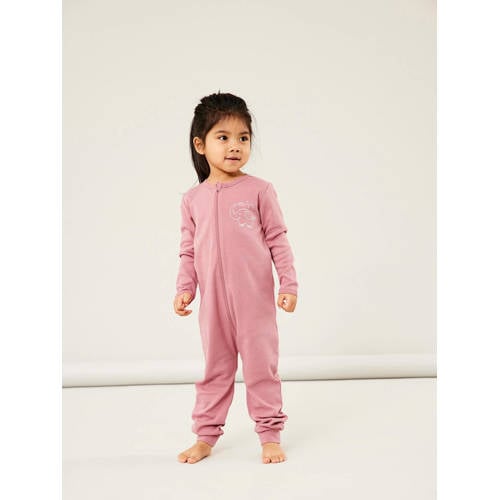 NAME IT BABY baby pyjama NBNNIGHTSUIT - set van 2 lichtroze/wit Onesie Jongens Katoen Ronde hals