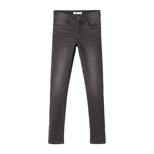 NAME IT KIDS skinny jeans NKFPOLLY dark grey denim Grijs Effen