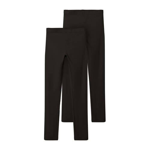 NAME IT KIDS legging - set van 2 zwart Meisjes Stretchkatoen Effen - maat 158/164 afbeelding