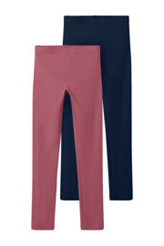 thumbnail: Set van 2 paarse meisjes NAME IT KIDS legging donkerroze van stretchkatoen met slim fit, regular waist en effen
