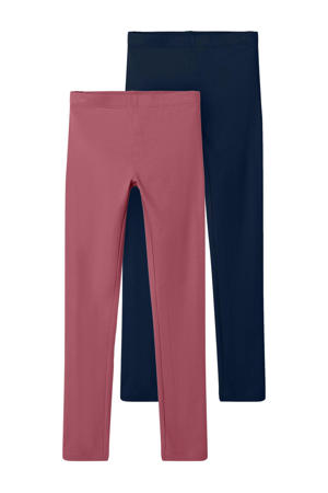 legging - set van 2 donkerroze/zwart