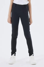 thumbnail: Zwarte meisjes NAME IT KIDS broek van stretchkatoen met slim fit, regular waist, elastische tailleband en effen