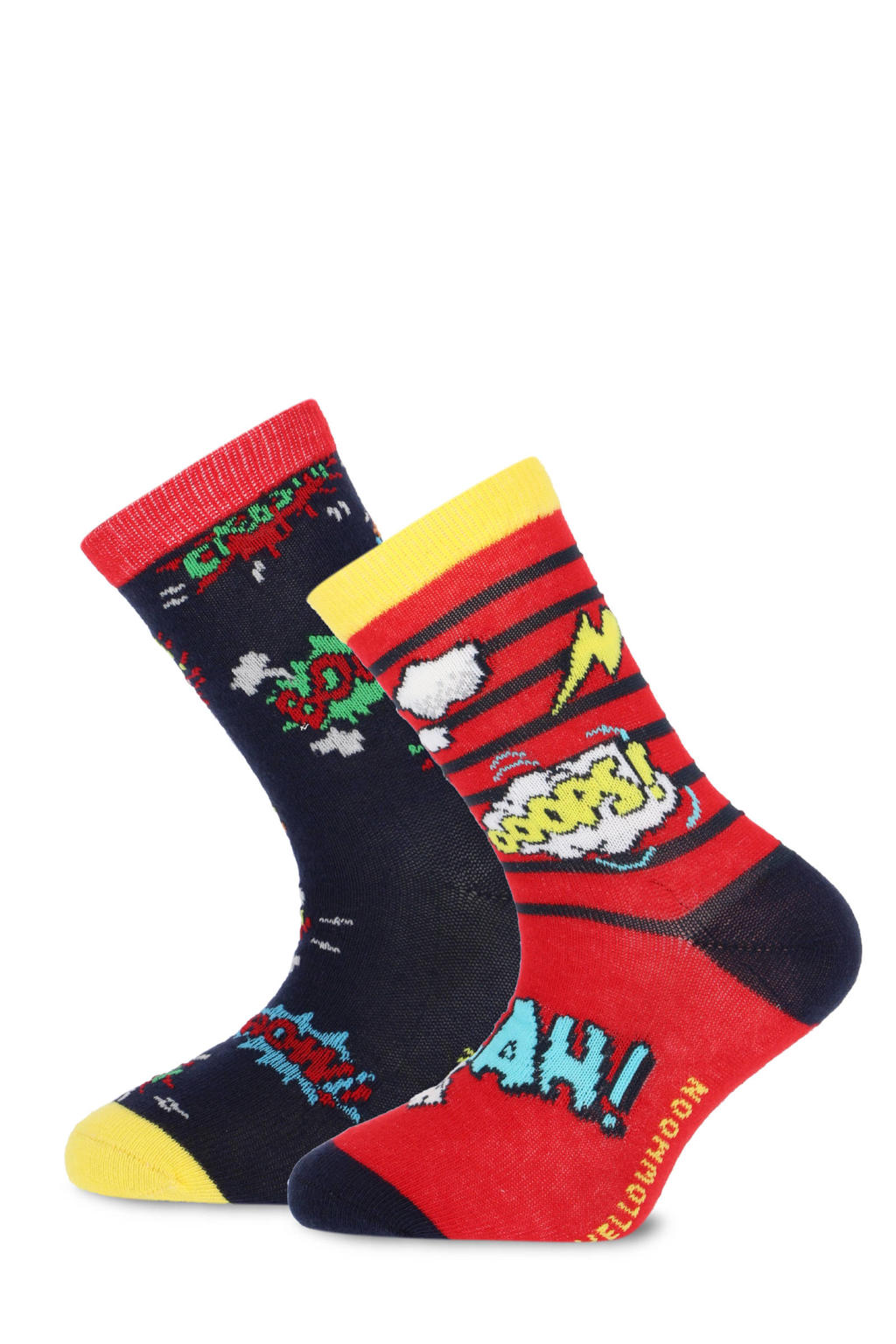 Yellow Moon sokken met print - set van 2 rood/zwart