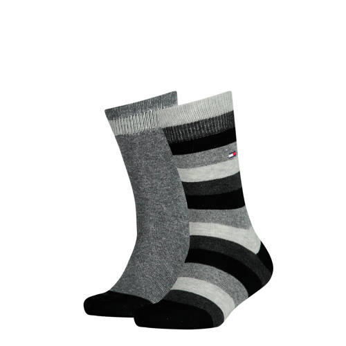 Tommy Hilfiger gestreepte sokken - set van 2 grijs Jongens/Meisjes Katoen
