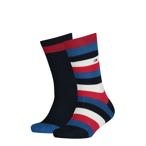 Tommy Hilfiger gestreepte sokken - set van 2 donkerblauw Jongens/Meisjes Katoen