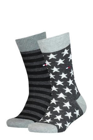 sokken met all-over print - grijs/zwart (set van 2)