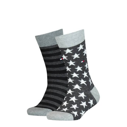 Tommy Hilfiger sokken met all-over print - set van 2 grijs/zwart Jongens/Meisjes Katoen