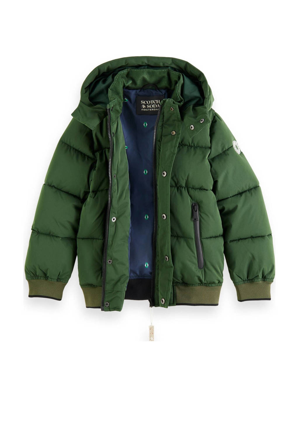 Scotch Soda gewatteerde winterjas van polyester groen