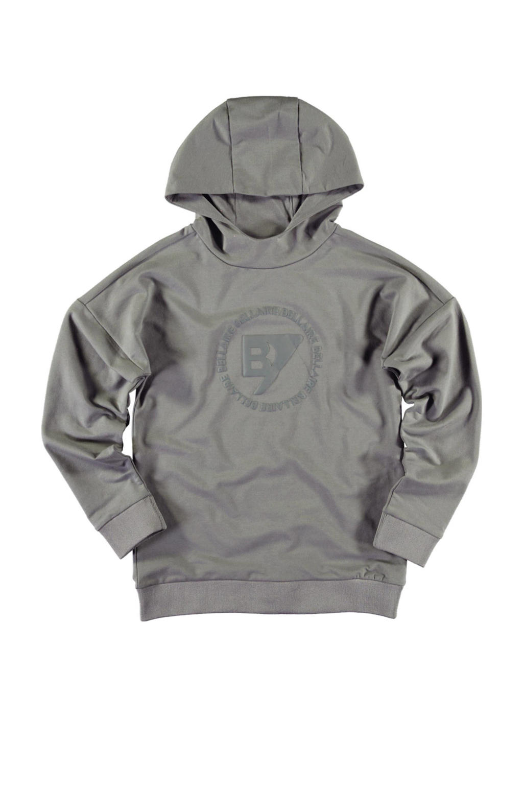 Grijze jongens Bellaire hoodie van sweat materiaal met logo dessin, lange mouwen en capuchon