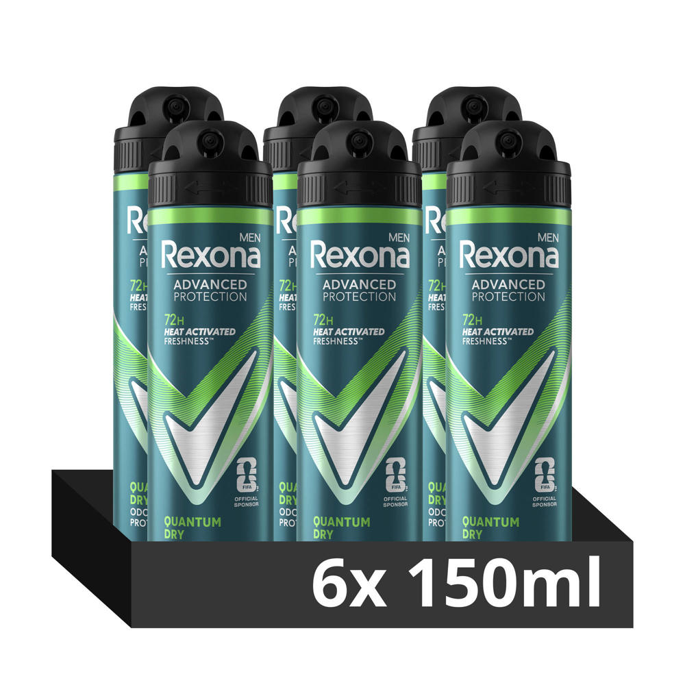 Rexona Men Advanced Protection Quantum Dry anti-transpirant deodorant spray - 6 x 150 ml