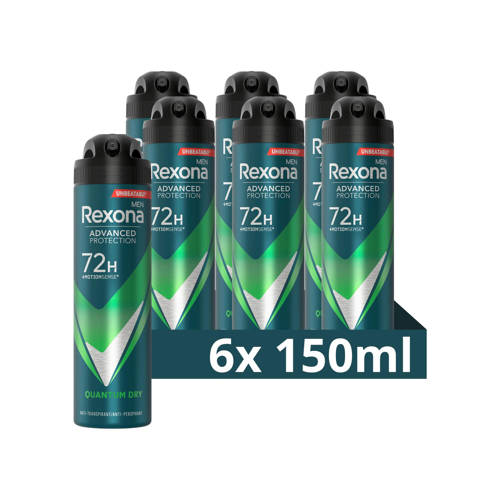 Rexona Men Advanced Protection Quantum Dry anti-transpirant deodorant spray - 6 x 150 ml