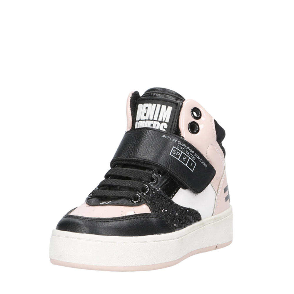 Zwart en roze meisjes REPLAY Cobra sneakers van imitatieleer+textiel/voering: mesh met elastische veter- met klittenbandsluiting