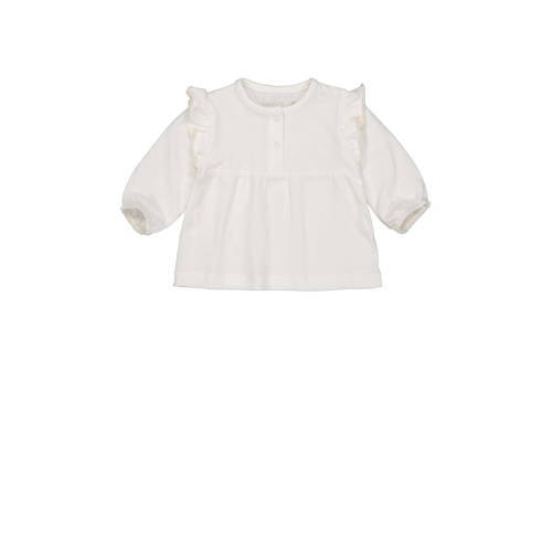 LEVV Newborn baby basic top LNORANOS met ruches offwhite Wit Meisjes Stretchkatoen Ronde hals - maat 44 afbeelding