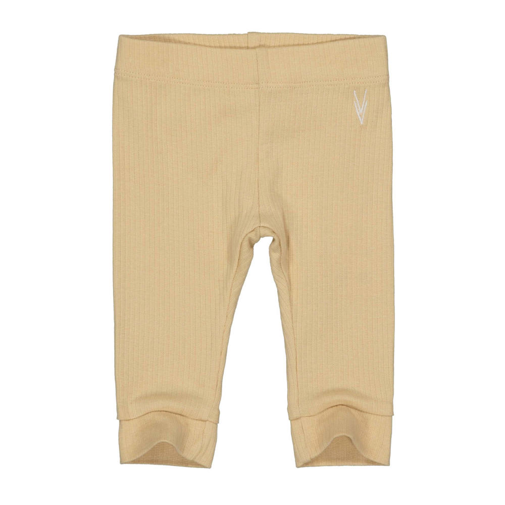 Zandkleurige meisjes LEVV baby regular fit broek van stretchkatoen met elastische tailleband en effen
