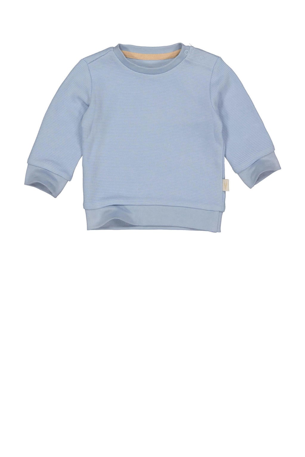 Blauwe jongens LEVV baby gestreepte sweater met lange mouwen, ronde hals en drukknoopsluiting