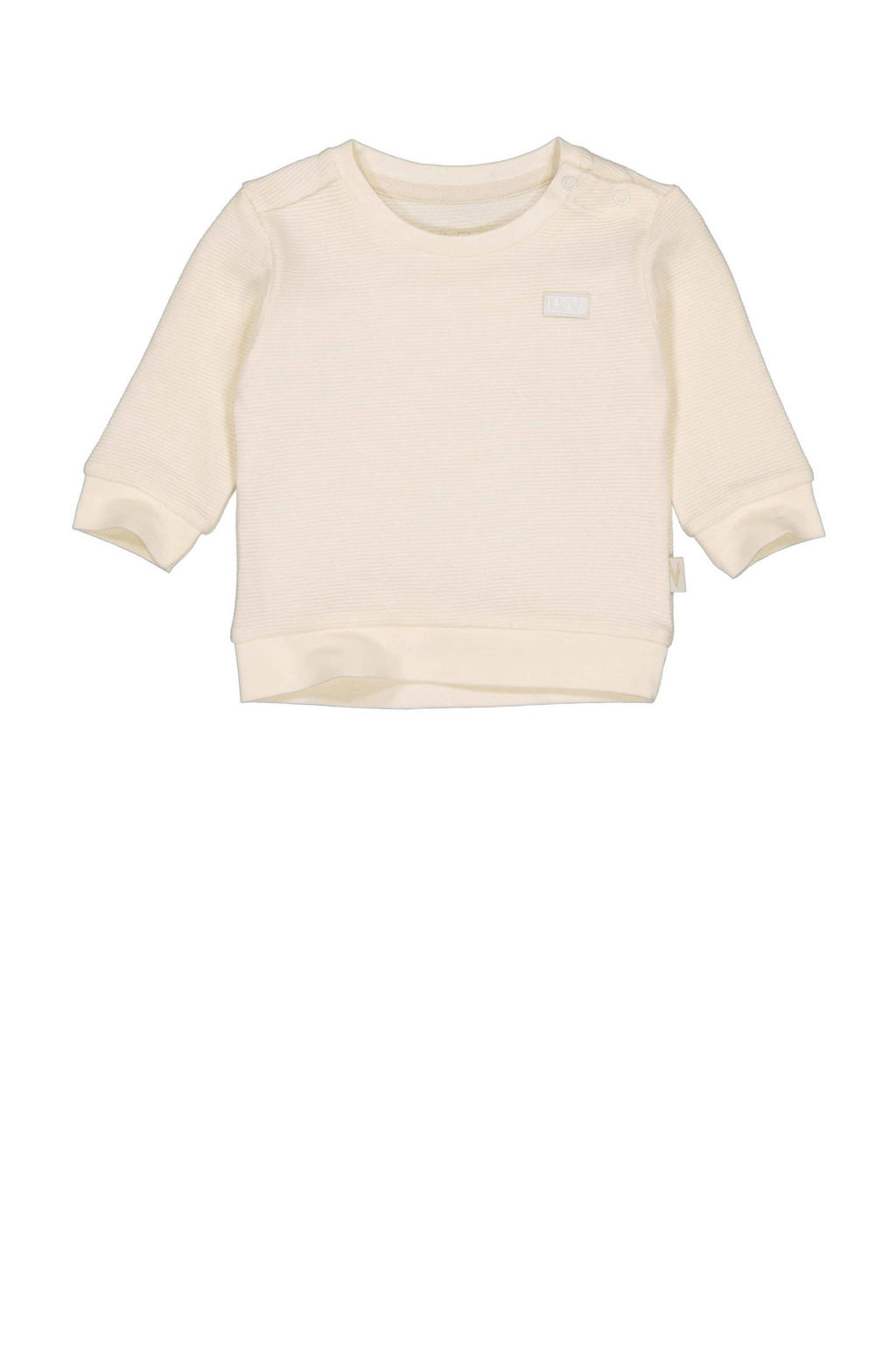 Witte jongens LEVV baby gestreepte sweater met lange mouwen, ronde hals en drukknoopsluiting