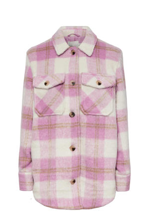 geruite shacket winterjas LPNELLIE roze/wit
