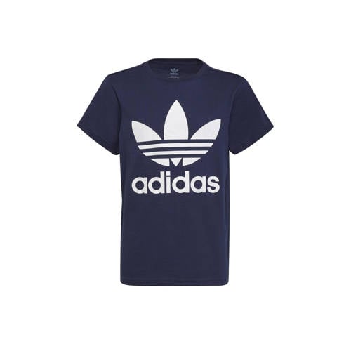 adidas Originals T-shirt donkerblauw/wit Jongens/Meisjes Katoen Ronde hals