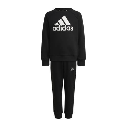 adidas Sportswear joggingpak zwart/wit Trainingspak Jongens/Meisjes Katoen Ronde hals - 104