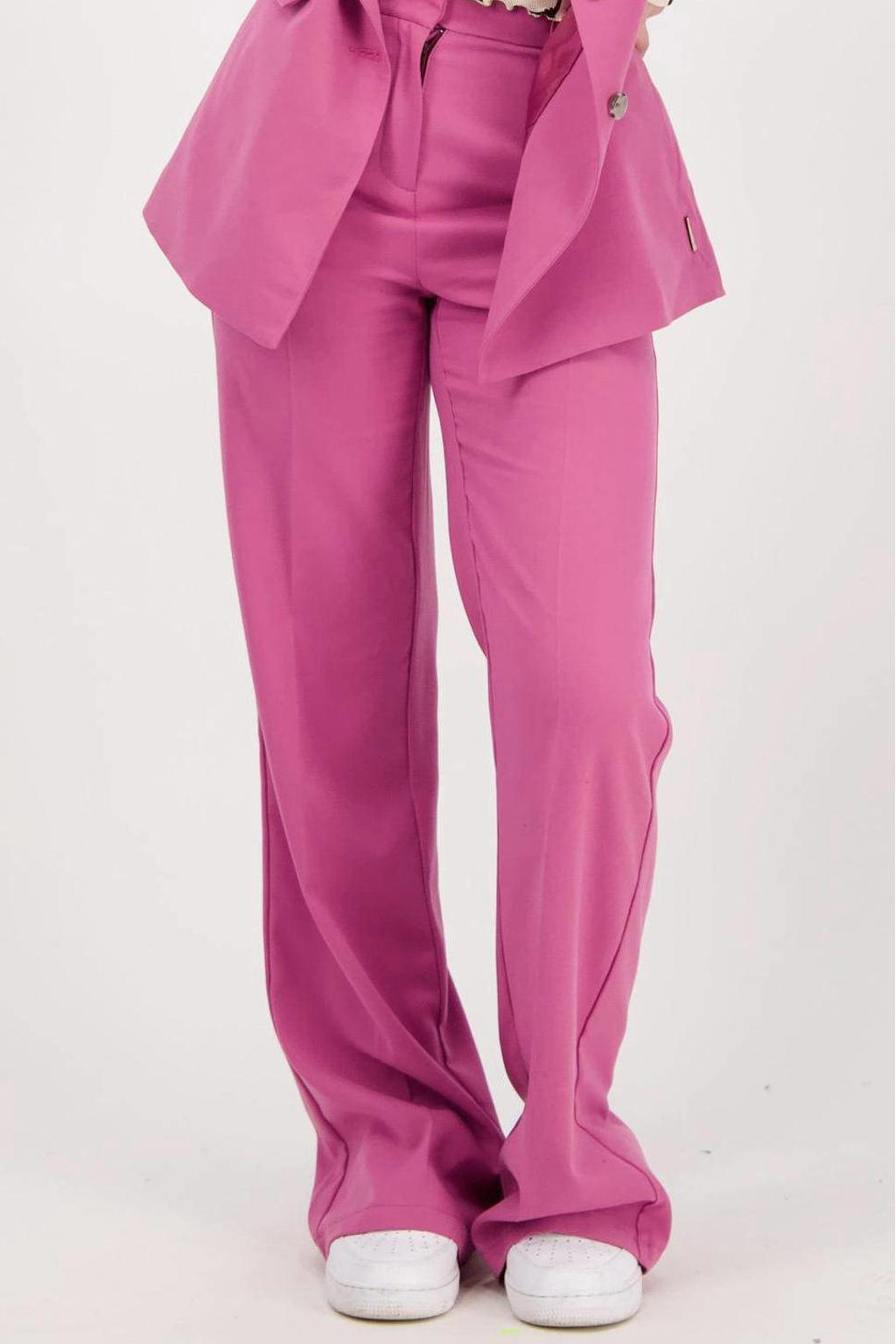 Roze meisjes Vingino x Senna Bellod high waist flared broek Mik van polyester met rits- en haaksluiting