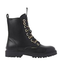thumbnail: Zwarte meisjes Vingino Eva High veterboots van imitatieleer met profielzool, rits- en vetersluiting en effen