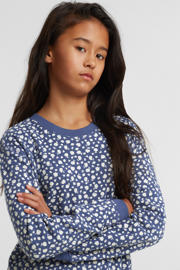 thumbnail: anytime longsleeve met wafeltextuur donkerblauw/wit