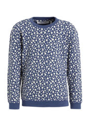thumbnail: anytime longsleeve met wafeltextuur donkerblauw/wit