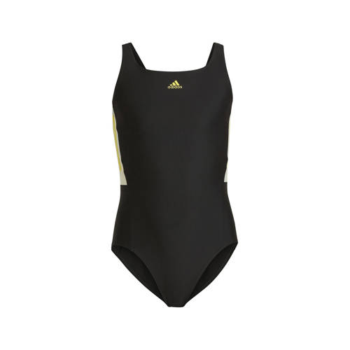 adidas Performance sportbadpak zwart/geel Meisjes Polyamide Meerkleurig