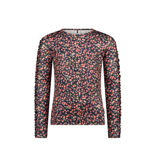 B.Nosy gebloemde longsleeve donkerblauw/groen/roze Meisjes Polyester Ronde hals - maat 116 afbeelding