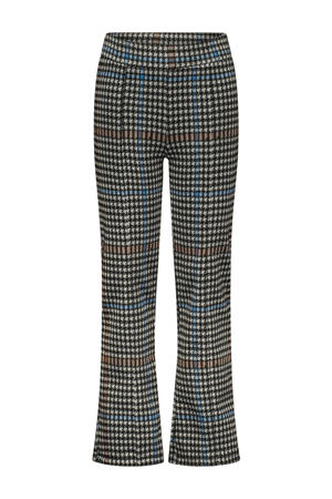 flared broek met pied-de-poule grijs