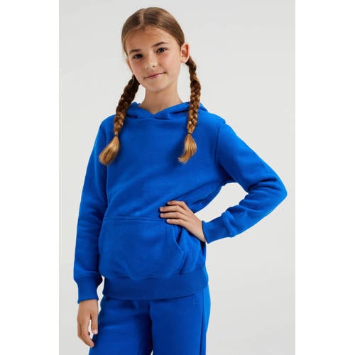 WE Fashion Blue Ridge unisex hoodie kobaltblauw Sweater Effen - 110/116