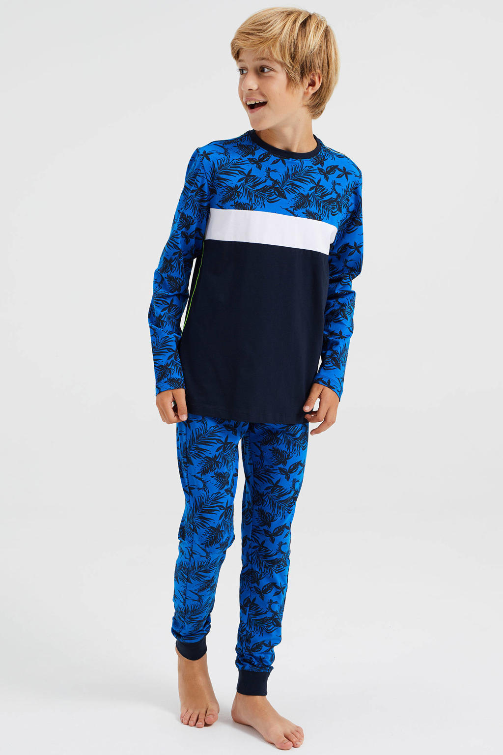 WE Fashion   pyjama blauw/zwart/wit