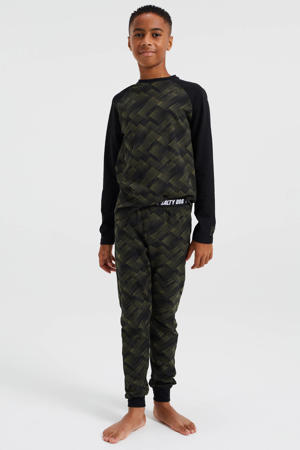   pyjama met camouflageprint kaki/zwart