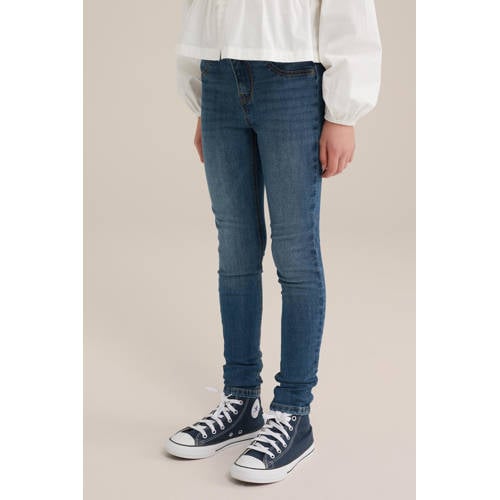 WE Fashion Blue Ridge super skinny jeans dark blue denim Blauw Meisjes Stretchdenim