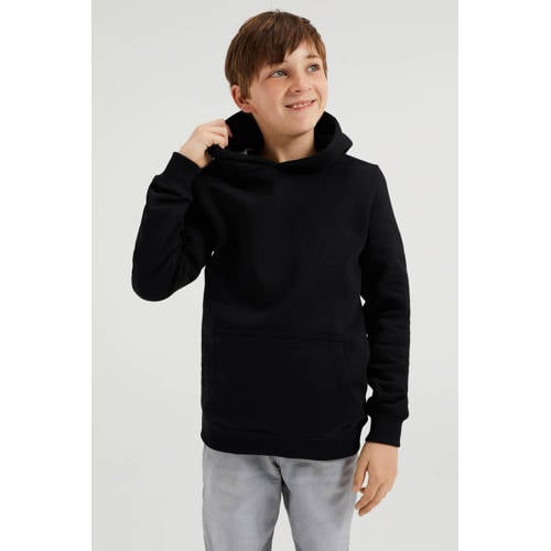 WE Fashion Blue Ridge unisex hoodie zwart Sweater Effen