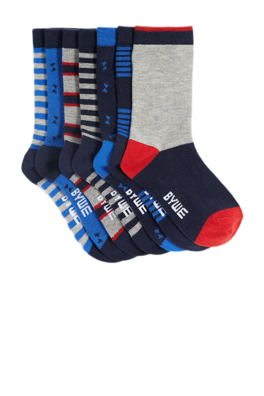 WE Fashion sokken - set van 7 grijs/blauw