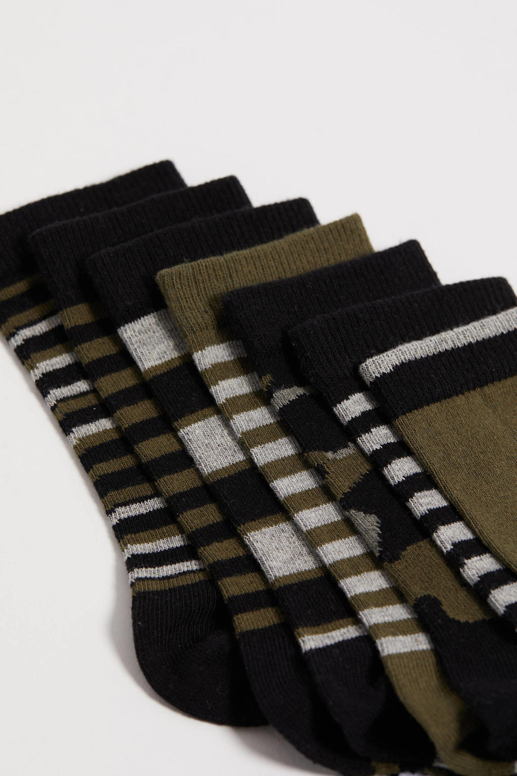 WE Fashion sokken - set van 7 kaki/grijs/zwart