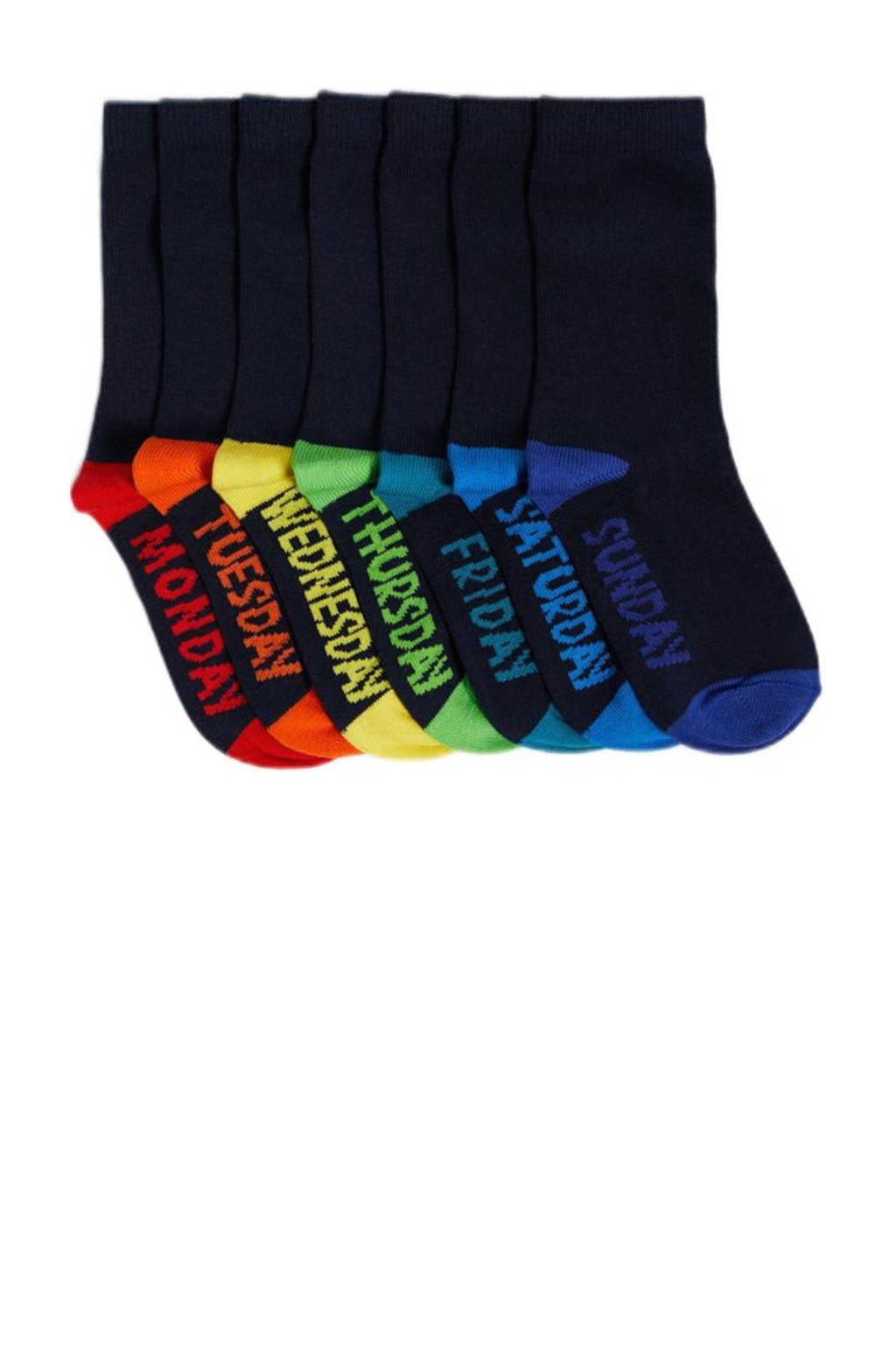 WE Fashion sokken - set van 7 donkerblauw