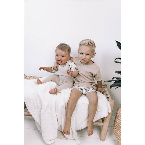 Babystyling zwemshort wit bruin Jongens Katoen Dierenprint 50 56