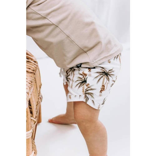 Babystyling zwemshort wit bruin Jongens Katoen Dierenprint 50 56