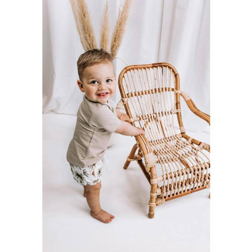 Babystyling zwemshort wit bruin Jongens Katoen Dierenprint 50 56