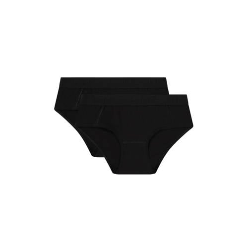 ten Cate hipster- set van 2 zwart Slip Meisjes Stretchkatoen Effen - maat 146/152 afbeelding