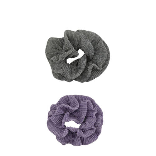 PIECES KIDS scrunchies LPMUMMI - set van 2 grijs/paars Haar accessoire Meisjes Polyester